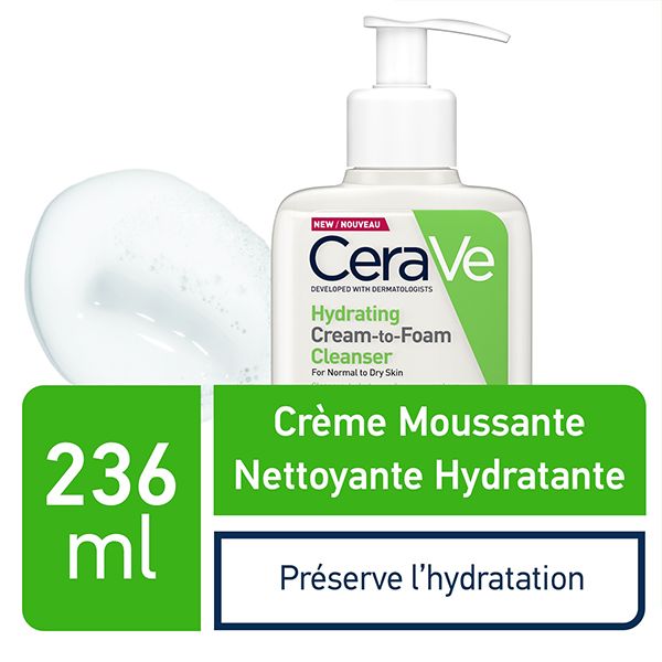 cerave creme moussante nettoyante hydratante peau normale a seche 236ml 1